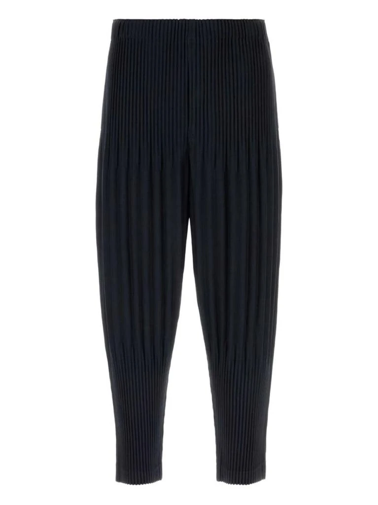 Homme Plissé Issey Miyake Fully Pleated Navy Trousers With Elasticated Waistband 1