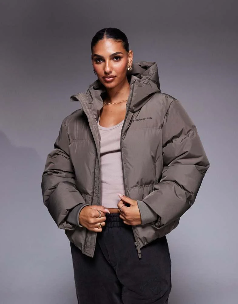 Good For Nothing Good For Nothing Hooded puffer jacket in taupe - Main Image