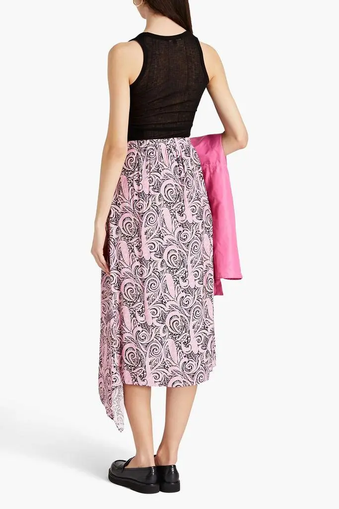 Maje Asymmetric paisley-print crepe skirt 3