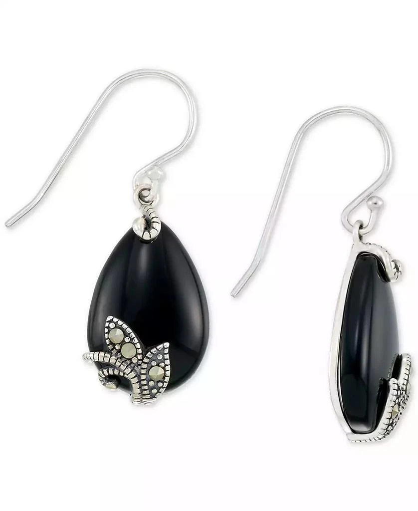 Macy
s Onyx (12 x 18 x 4mm) 
Marcasite Teardrop Drop Earrings in Sterling Silver