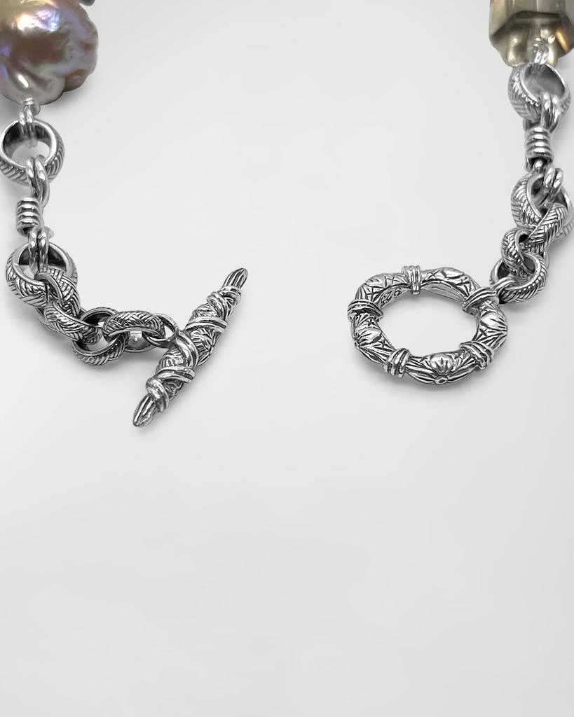 Stephen Dweck Smoky Quartz and Baroque Pearl Necklace in Sterling Silver 3