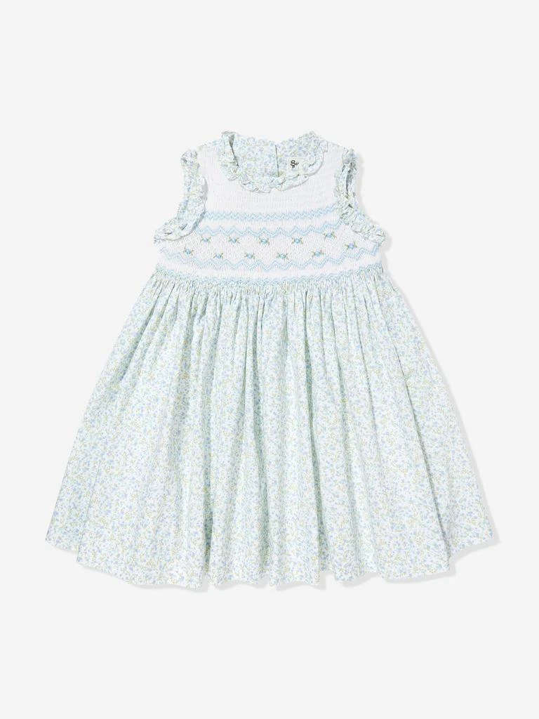Sarah Louise Girls Smocked Dress in Blue 1
