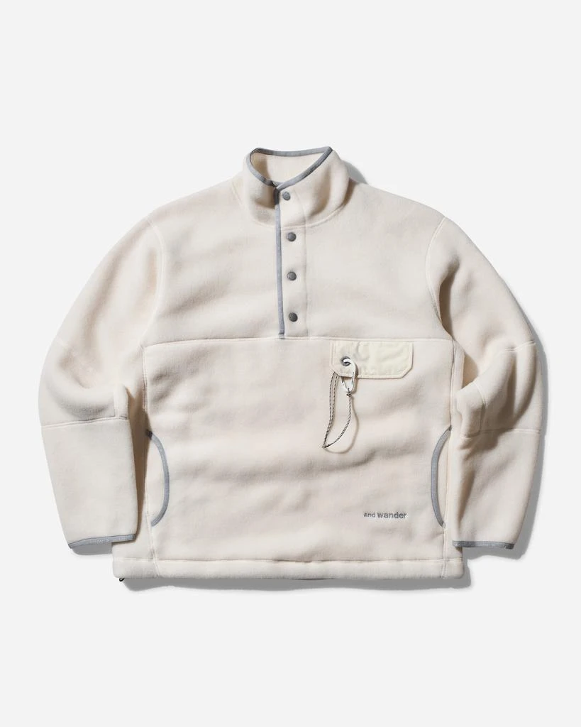 And Wander Men's Wool Fleece Pullover Off White 1