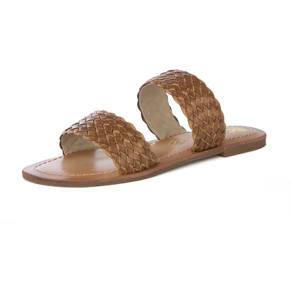 BC Footwear Perfectly Crafted Womens Vegan Leather Double Band Flat Sandals