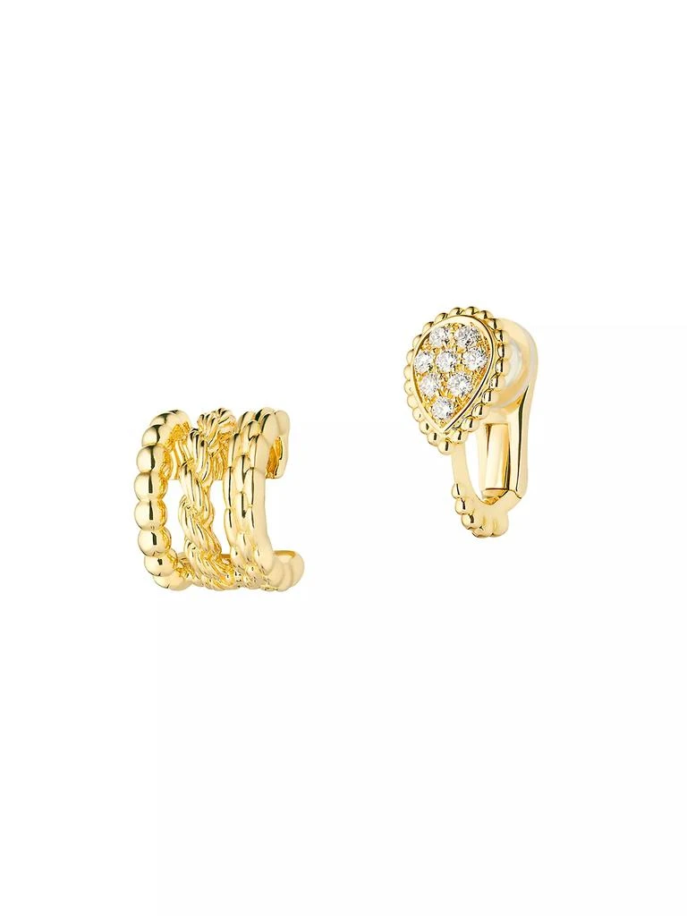 Boucheron Serpent Bohème 18K Yellow Gold & 0.13 TCW Diamond Mismatched Earrings 4