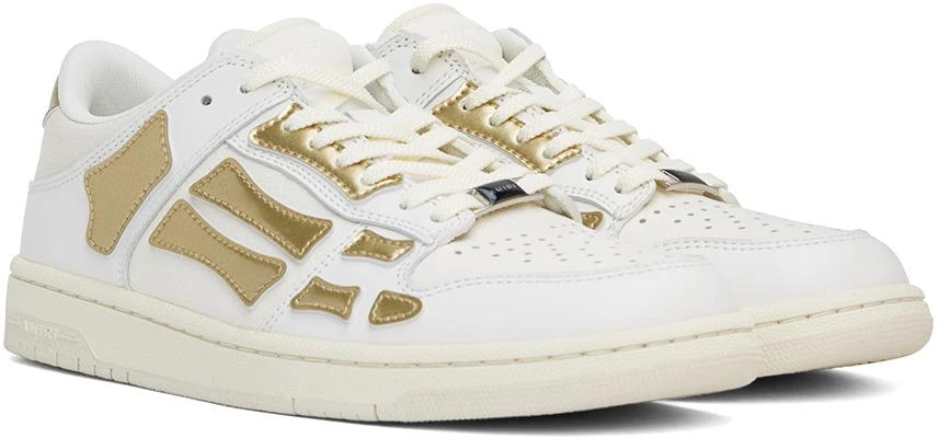 AMIRI White & Gold Metallic Skel Top Low Sneakers 4