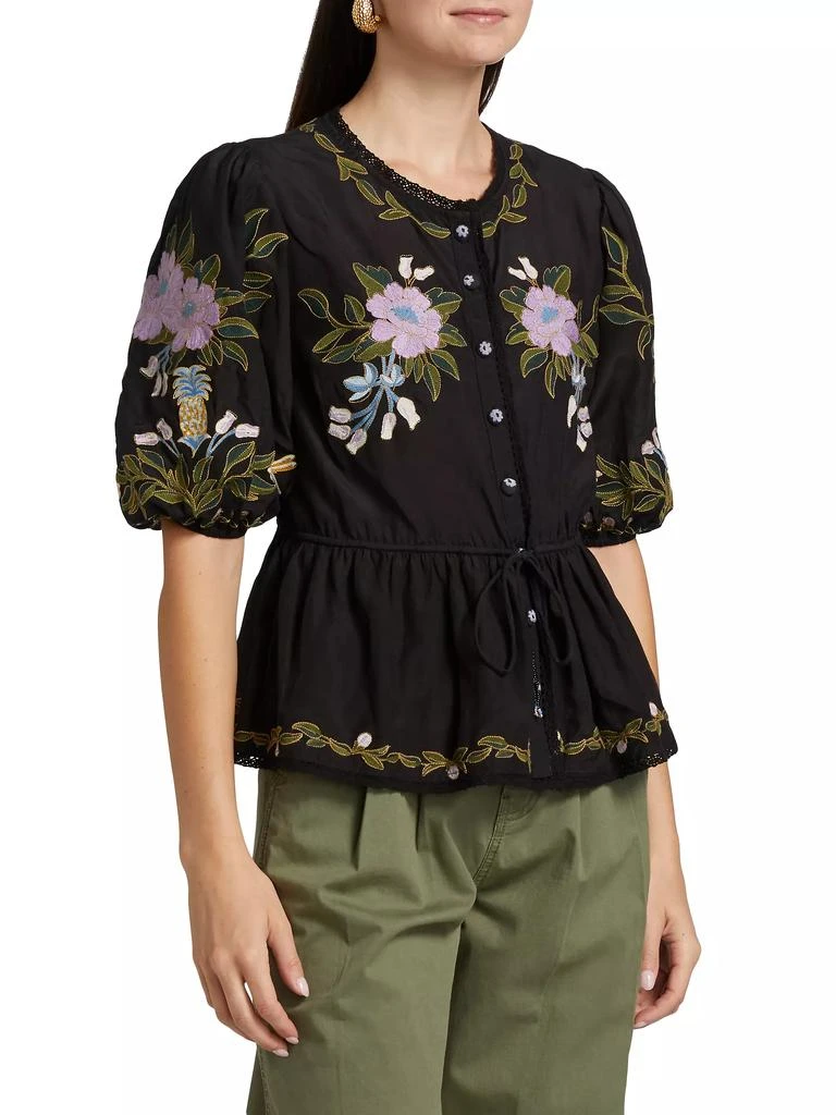 Farm Rio Winter Garden Embroidered Top 4
