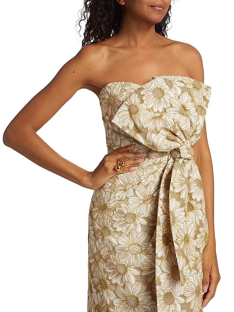 Badgley Mischka Daisy Bow Strapless Sheath Dress 6