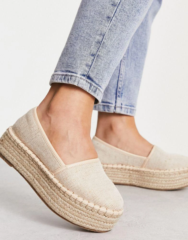 ASOS ASOS DESIGN Wide fit Journal flatform espadrilles in cream 3