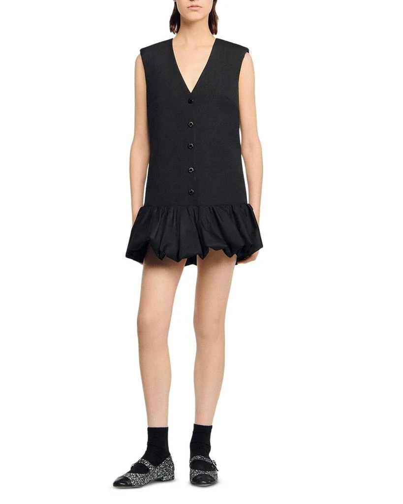 Sandro Button Front Bubble Hem Dress 2