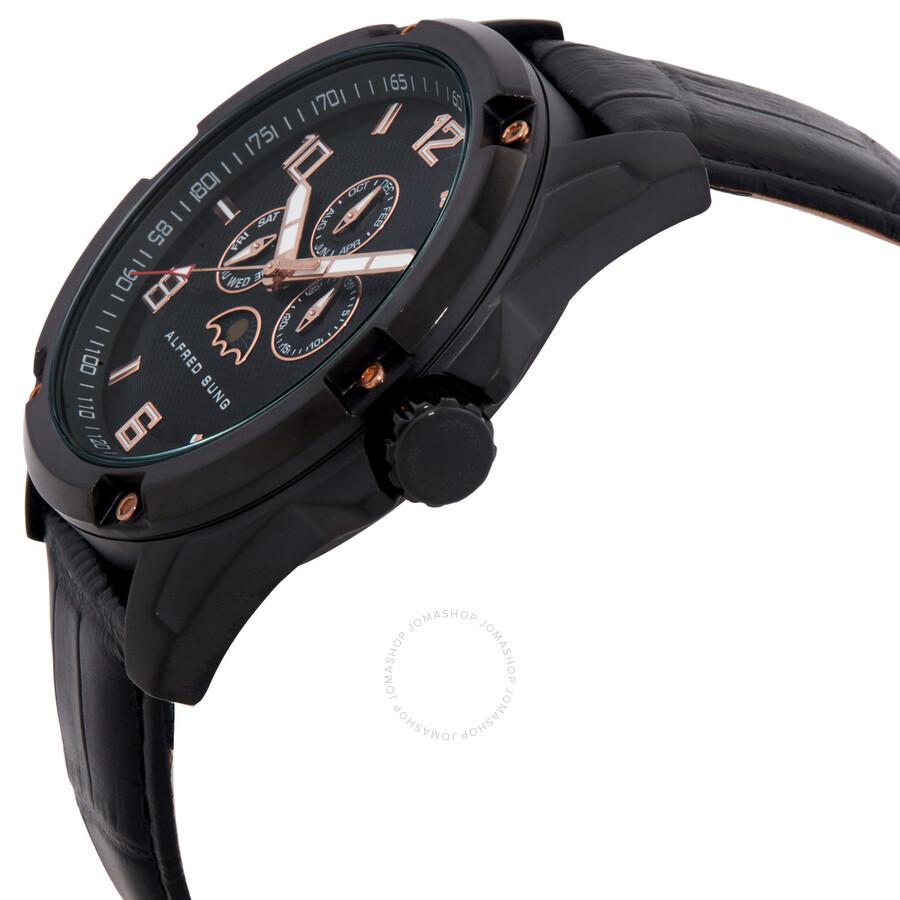 Alfred Sung Astral Quartz Moon Phase Black Dial Men's Watch AS1900BL-1A