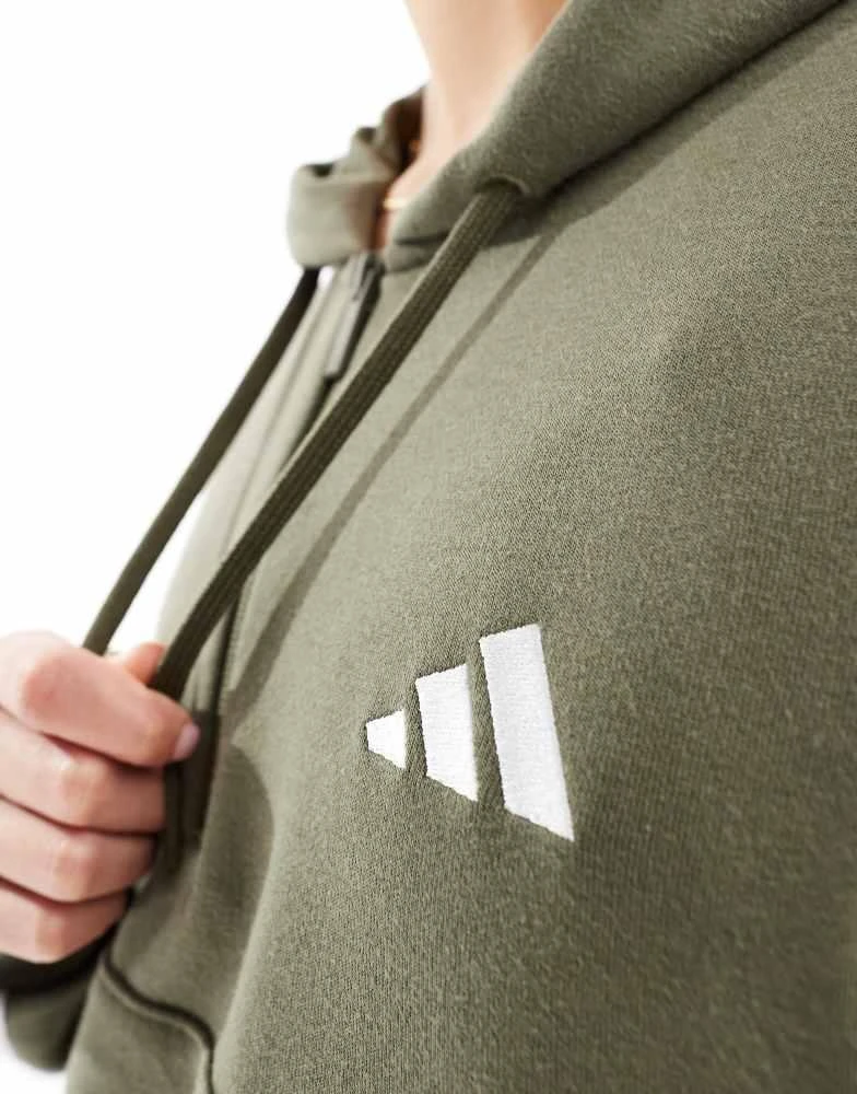 Adidas adidas Performance essentials 3-stripes french terry quarter-zip hoodie in green 3