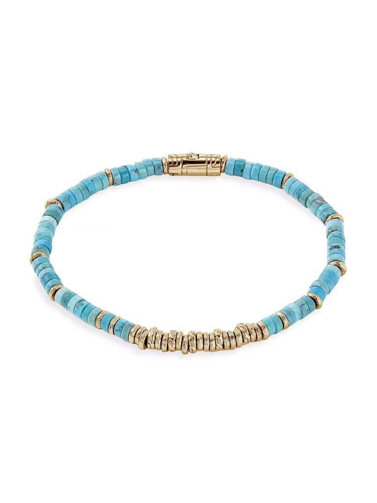 John Hardy Thailand 14K Gold &amp; Treated Turquoise Heishi Beaded Bracelet 1