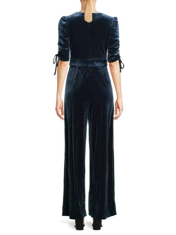 Eliza J Ruched Tie Sleeve Velvet Jumpsuit 2