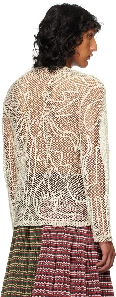 Charles Jeffrey Loverboy SSENSE Exclusive Off-White Graphic Net Long Sleeve T-shirt 3