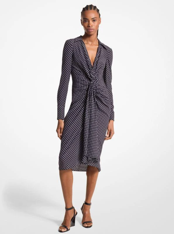 Michael Kors Polka Dot Organic Silk Crepe De Chine Gathered Shirtdress 1