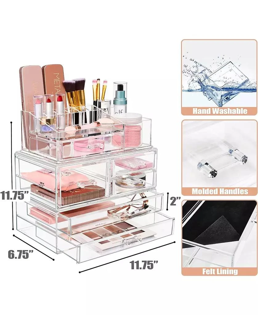 Sorbus 3 Piece Extra Large Stackable Cosmetic Organizers and Storage Set - Great Vanity, Dresser 
Bathroom Organizer 2