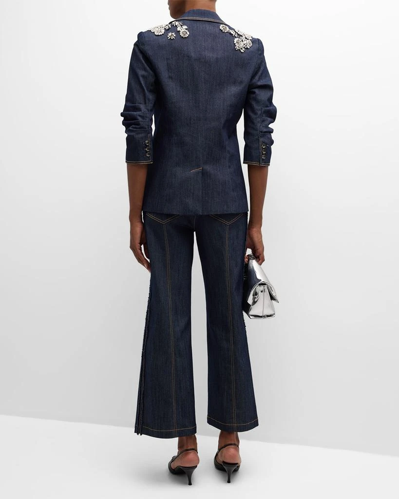 Cinq a Sept Crystal Chrysanthemum Khloe Denim Blazer 5