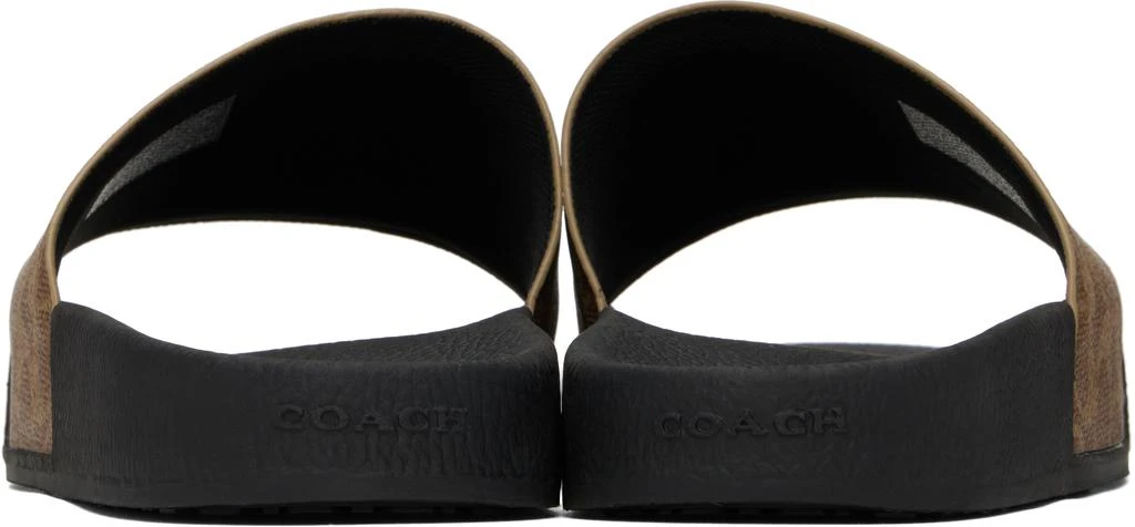 Coach Brown Coated Canvas Pool Slides 2