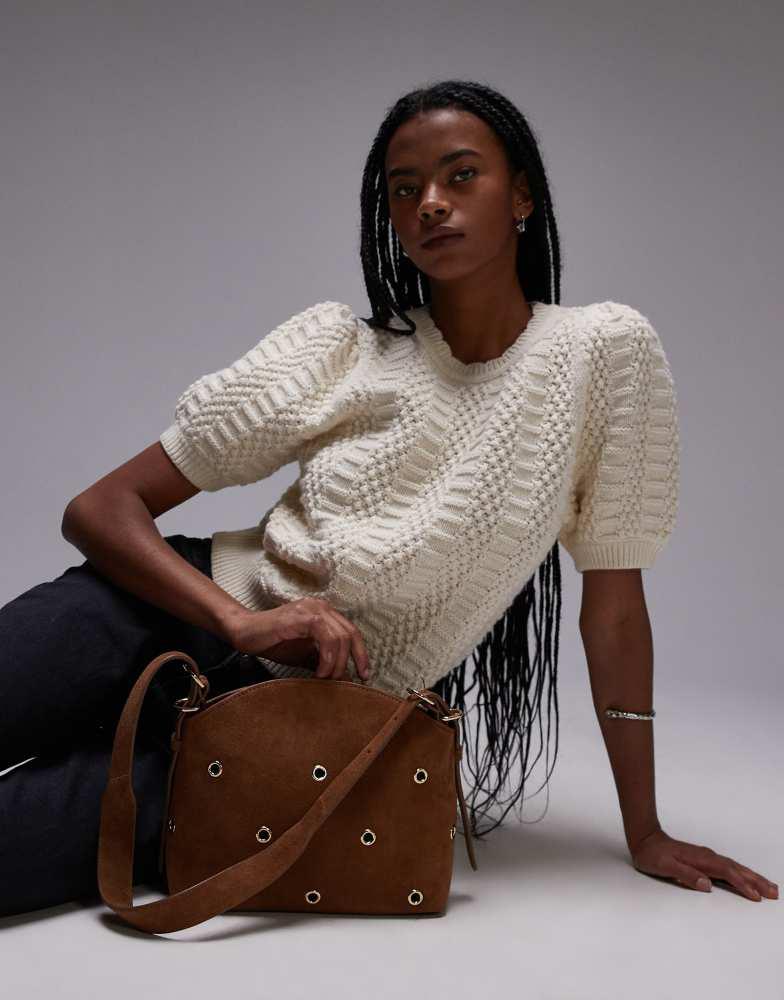 & Other Stories & Other Stories short sleeve knitted top in white with scallop edge neckline