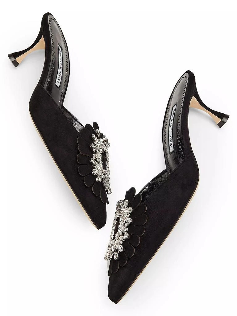Manolo Blahnik Shogmu Jewel-Embellished Suede Mules 5