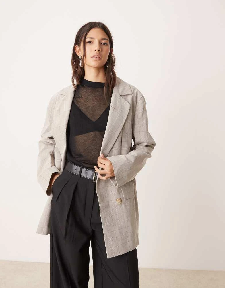 Miss Selfridge Miss Selfridge slouchy oversized double breasted blazer co ord in check 1