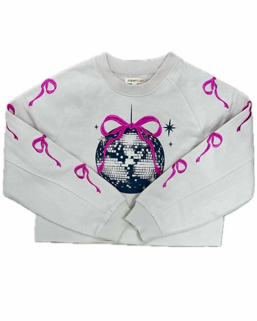 Paper Flower Paper Flower - Girl
s Embroidered Bows 
Disco Ball Sweatshirt