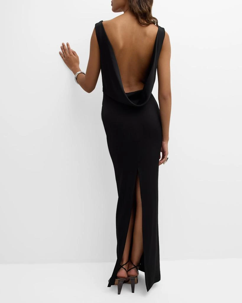 Alex Perry Backless Draped Satin Crepe Column Gown 7