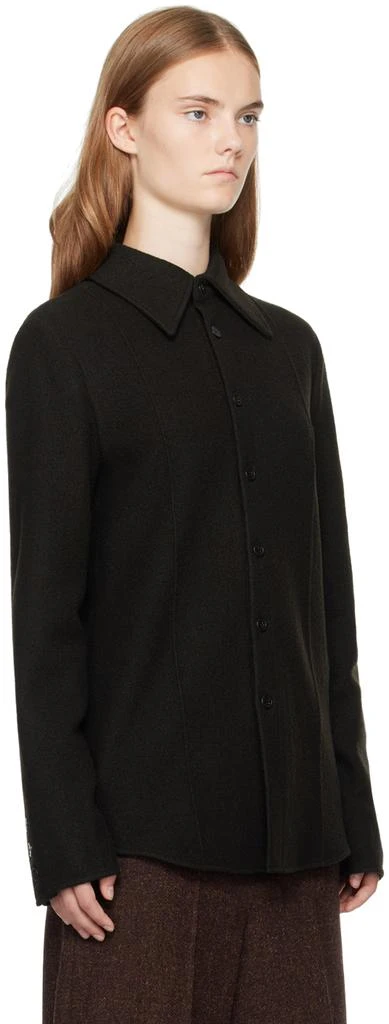 UMBER POSTPAST Brown Slim Fit Wool Felted Shirt 2