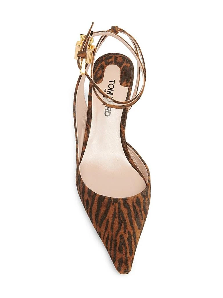 Tom Ford Padlock 55MM Ocelot Print Suede Slingback Pumps 4