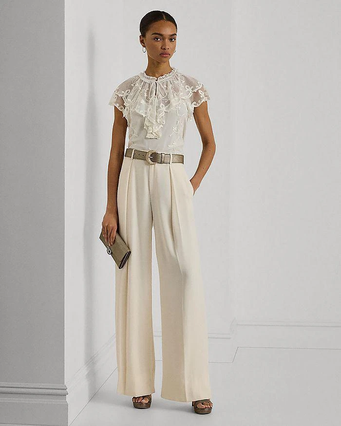Ralph Lauren Ruffle Trim Embroidered Mesh Blouse 2