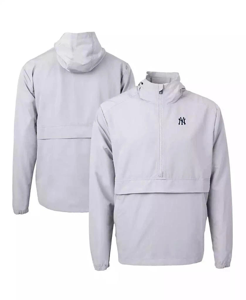 Cutter & Buck Men's Gray New York Yankees Charter Eco Half-Zip Anorak Jacket 1