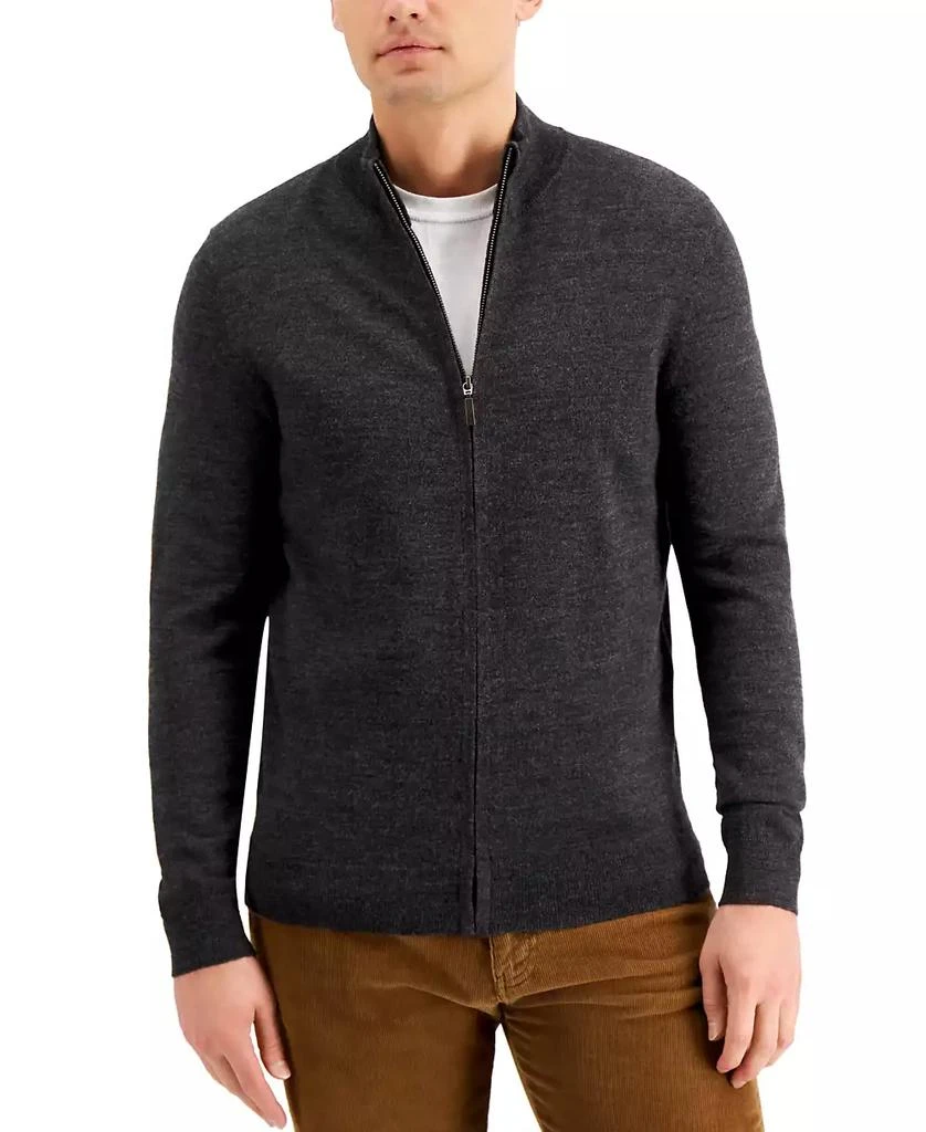 Club Room Men's Merino Zip-Front Sweater, Created for Macy's 1