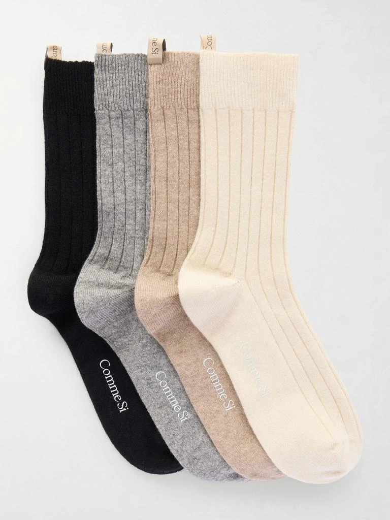 Comme Si The Cashmere Set Of Four Ribbed Cashmere-blend Socks