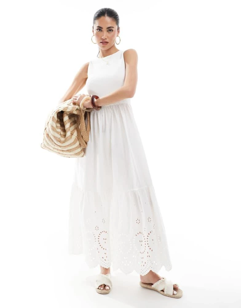 New Look ribbed racer embroidered midi dress in white  On Sale Now with Up  to 10% Off | Discover Exclusive Deals & Savings at BeyondStyle  Authentic  New Look Home|women with