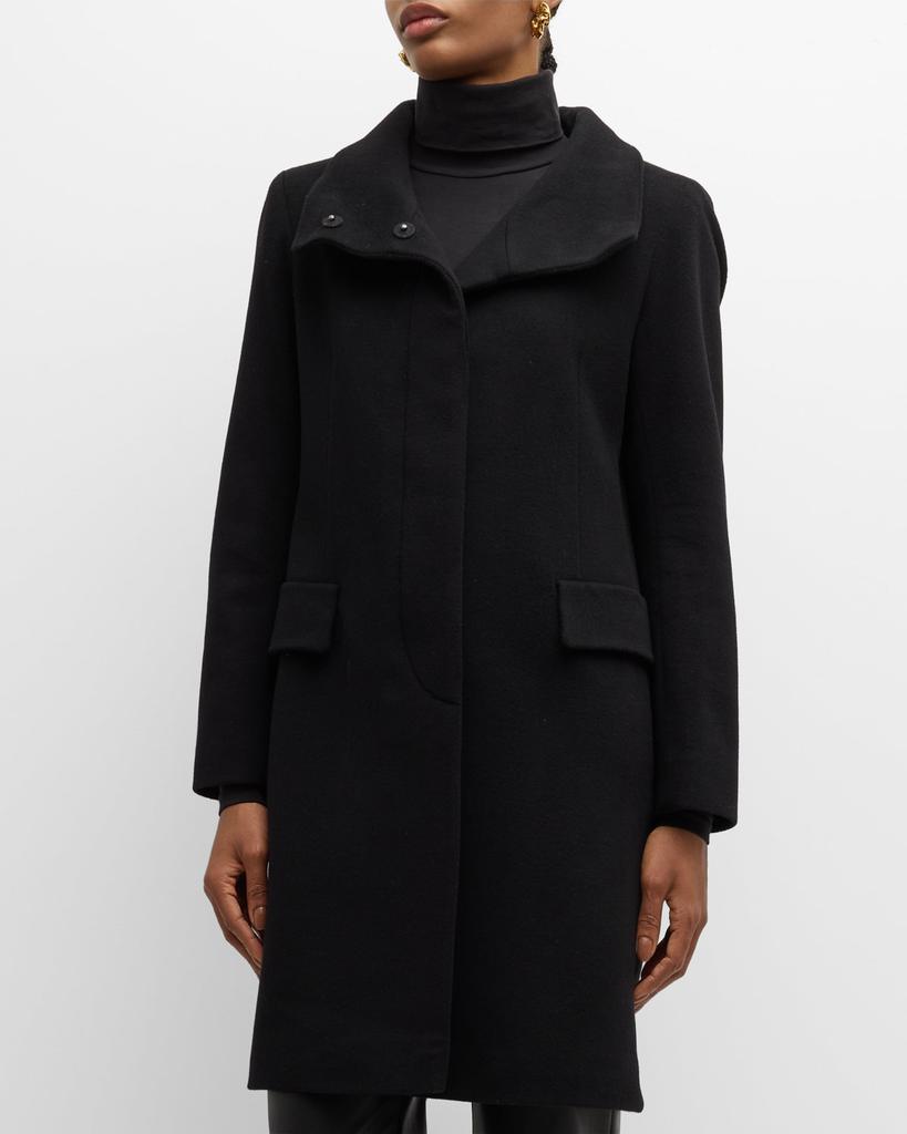 Fleurette Neo Funnel-Neck Short Wool Coat