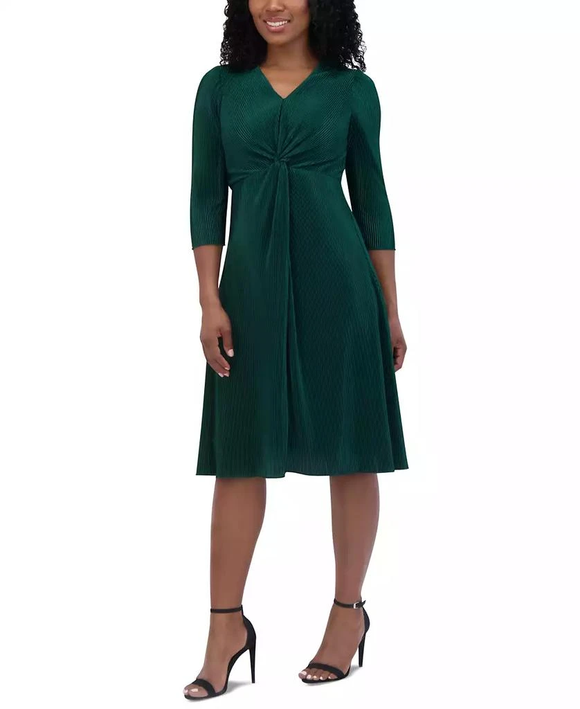 Jessica Howard Petite Twist-Front 3/4-Sleeve Midi Dress 1
