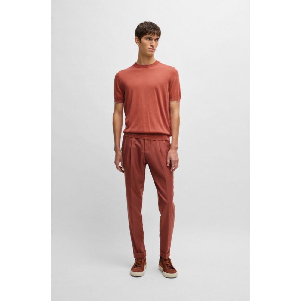 Hugo Boss Regular-fit knit T-shirt in silk and cotton