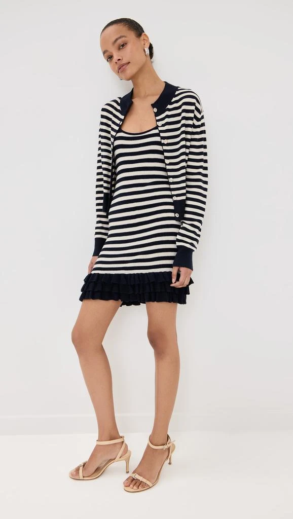 Brandon Maxwell Striped Shrunken Cardigan With Smashed Buttons 5