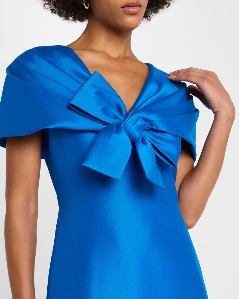 Badgley Mischka Bow-Front Shawl Trumpet Gown 5