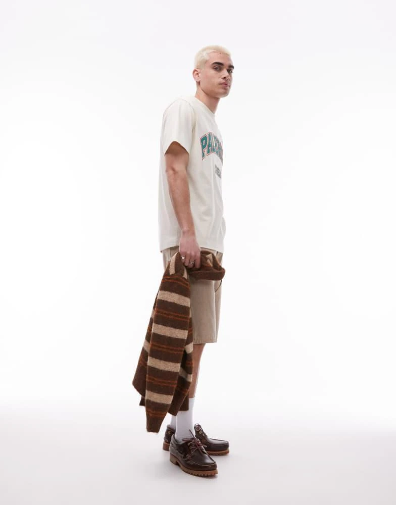Topman Topman oversized fit t-shirt with Palermo print in ecru 2