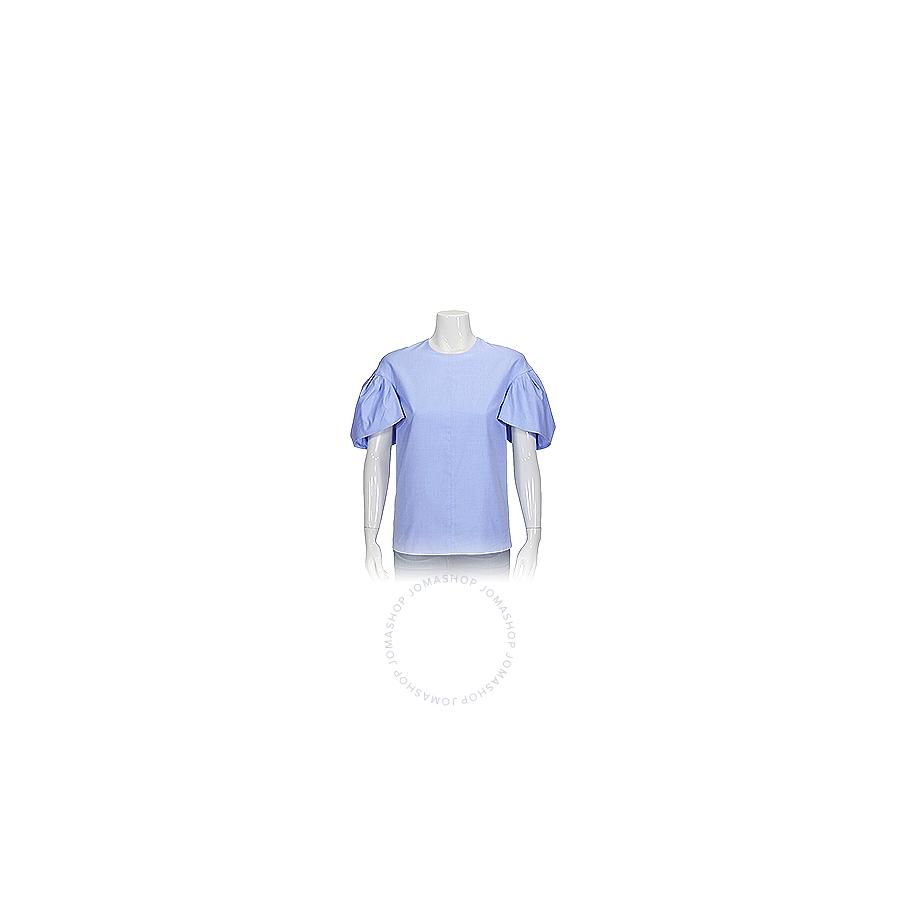 Victoria Beckham Ladies Knit Tops Light Blue Tuck Sleeve Top