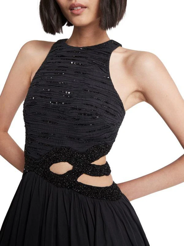 Aje New Catara Sequin Sateen Cut Out Midi Dress 4