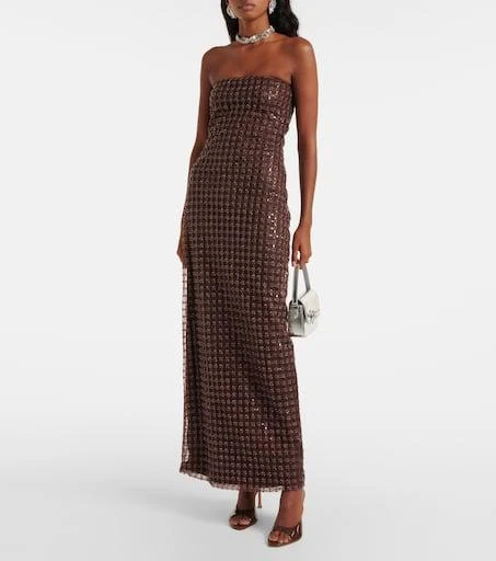 ROTATE Birger Christensen Beaded strapless maxi dress 2