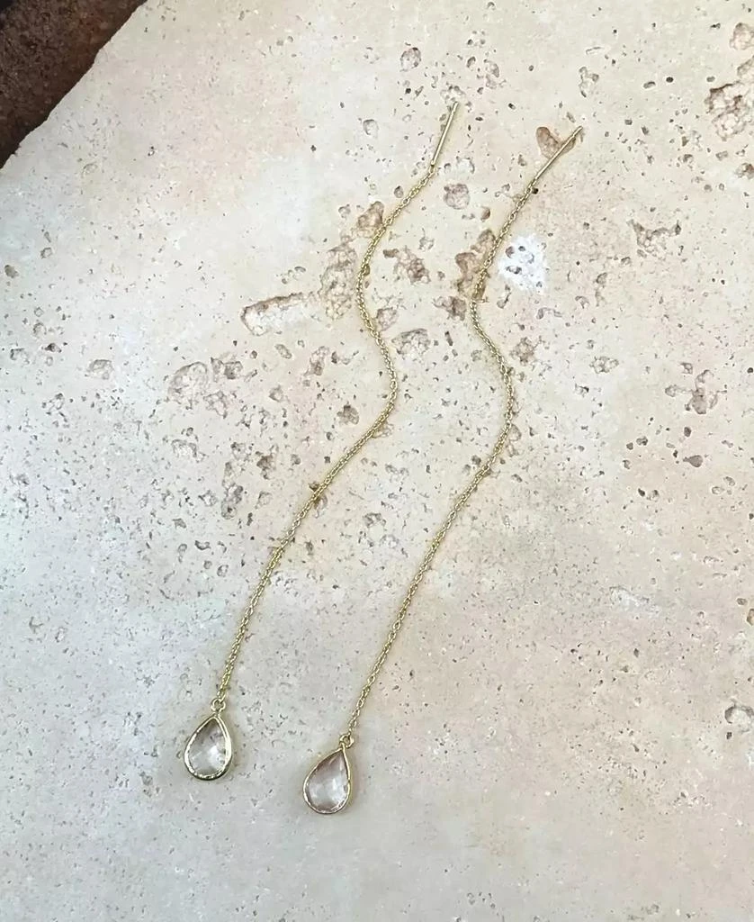 ADORNIA Gold Clear Crystal Threader Earrings 3