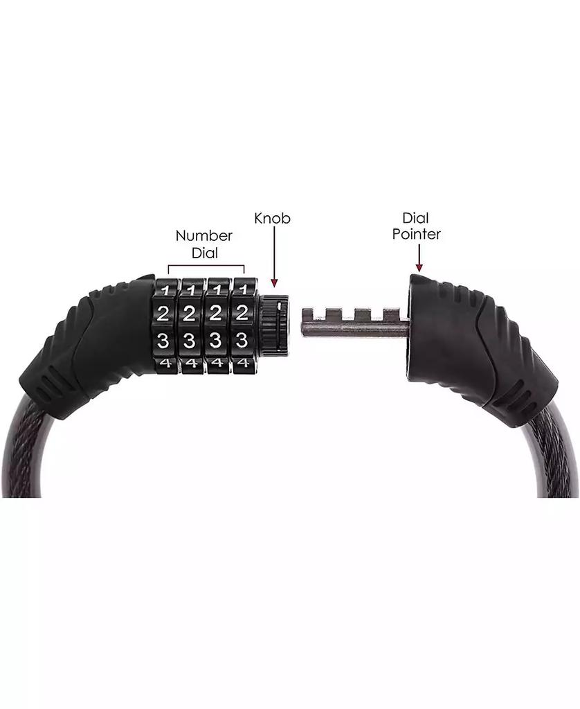 BATFOX Bike Lock with 4-Digit Adjustable Combination Cable , 2Ft x 1/2 Inch
