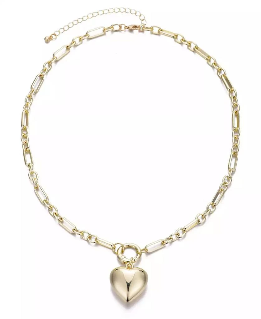 ADORNIA Gold Puffy Heart Link Necklace 2