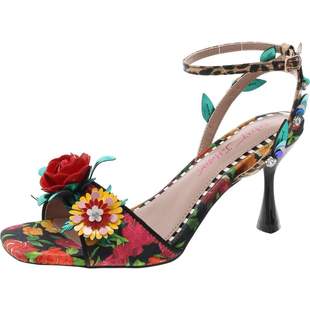 Betsey Johnson Karra Womens Flowers Open Toe Ankle Strap