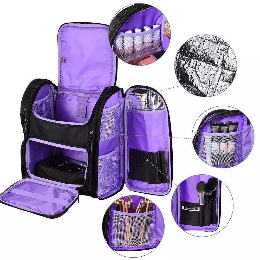 Byootique Rolling Makeup Train Case w/ Backpack Travel Barber Cosmetic Storage 7
