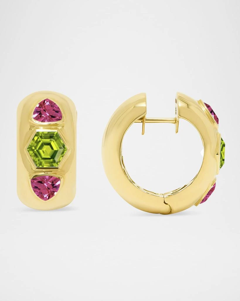 Stevie Wren 18K Yellow Gold The Deal Breaker Honeycomb Gemstone Hoop Earrings 1